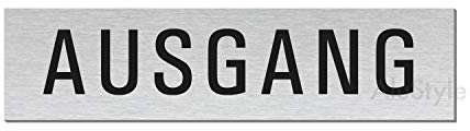 Türschild Ausgang 160x40 mm Aluminiumschild Edelstahl-Optik vollflächig selbstklebend 27069-S