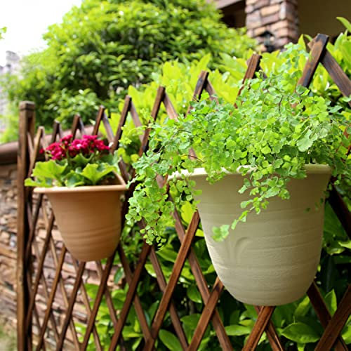 Sungmor Jardín 2PC Paquete Colgante de Pared Jardinera, macetas de Flores de plástico de Almacenamiento de Agua, barandilla Exterior Interior Plantas Decorativas Contenedor