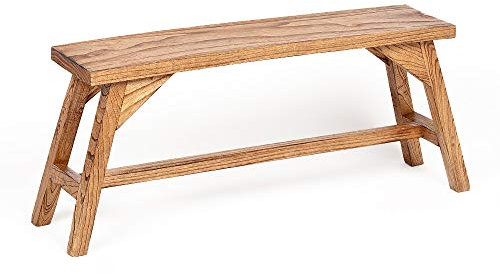 LEBENSwohnART Bank API Geflammt 100cm Sitzbank Holzbank Albasia Holz Dekoration Shabby Chic