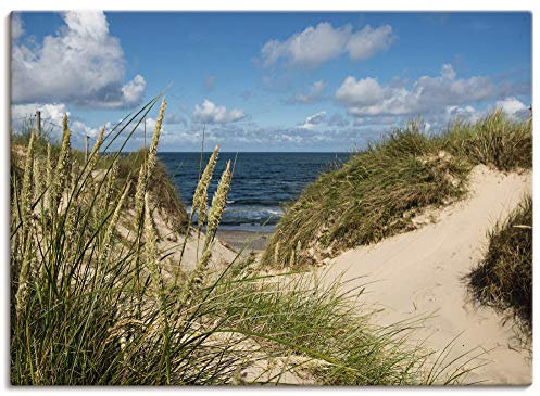 ARTLAND Wanddeko Leinwand Bilder Wandbild Strand Meer Dünen Nordsee Küste Meerblick Wolken Maritim S9OG