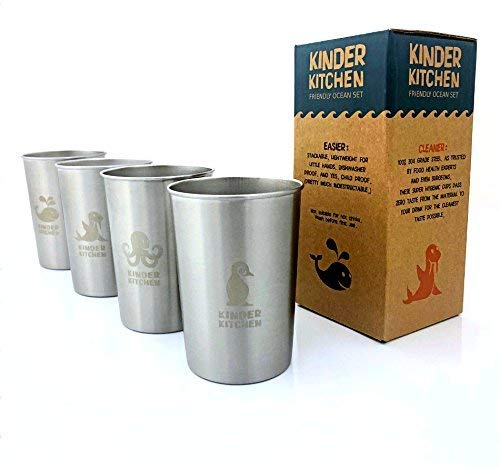 Edelstahlbecher Set „Freundliche Meerestiere“ 280 ml – BPA-frei, robust & spülmaschinenfest, für Kindergarten- & Schulkinder