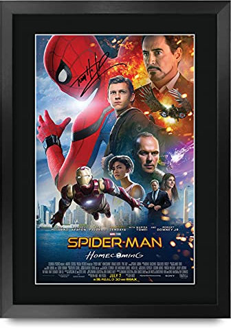 HWC Trading Spider-Man: Homecoming A3 Gerahmte Signiert Gedruckt Autogramme Bild Druck-Fotoanzeige Geschenk Für Tom Holland Filmplakat Fans