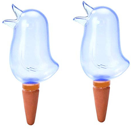 Xiton 2PCS Globes Auto-Arrosants Clairs Abreuvoir en Forme D'Oiseau Arrosoirs Transparents Dispositifs Auto-Arrosants Durables SystèMe D'Arrosage Automatique pour Les Plantes (Bleu)