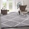 VIMODA Hochflor Teppich Wohnzimmer Shaggy Skandi Design Rautenmuster Grau Creme Robust Weich Strapazierfähig, Maße:120x170 cm