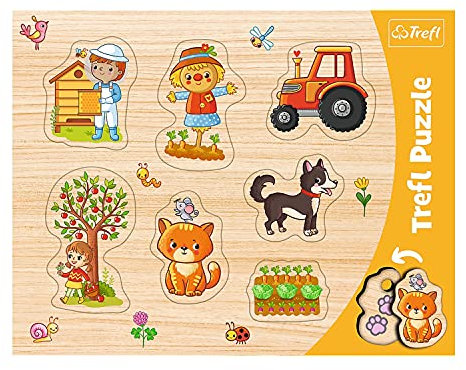 Trefl, Konturenpuzzle mit Unterlage, Lift-Out Puzzle, Land, für Kinder ab 2 Jahren