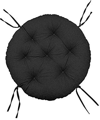 chilly pilley Papasansessel Rundkissen RundRattansessel Auflage Sesselkissen Gartenkissen Sitzkissen Garten Kissen Gesteppt mit Schlaufen (110cm, Schwarz)