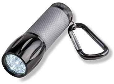 Carson LEDSight PRO Taschenlampe mit 9 LEDs, zwei Helligkeitsstufen und Karabinerhaken (SL-55), Grau