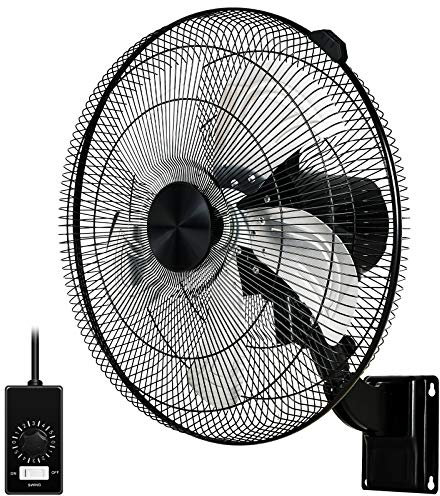 Simple Deluxe - 18 Commercial Wall Fan 90 Degree Horizontal Oscillation 5 Speed Settings 1 Pack Black
