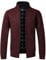 Pinkpum Strickjacke Herren Fleecejacke Sweatjacke Mit Reißverschluss Trachtenjacke, Gestrickt Cardigan Herren Wintermantel Bordeaux rot L