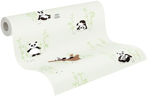 A.S. Création Kinderzimmertapete Little Love Tapete mit niedlichen Pandas PVC-freie Vliestapete grün schwarz weiß braun seidenmatt glatt 381421