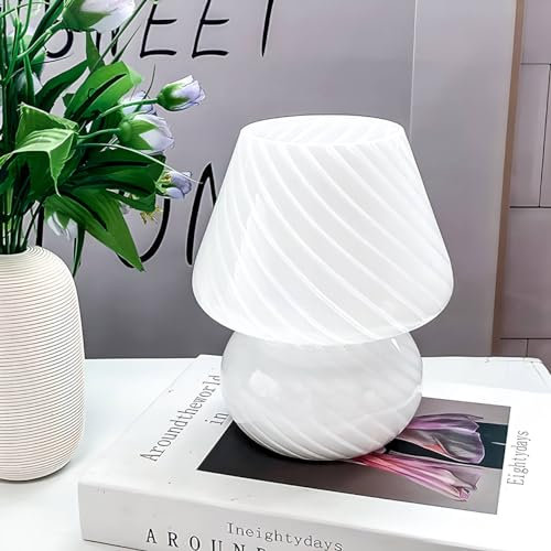 LANMOU LED Glas Tischlampe Pilz Nachttischlampe Dimmbare, Modern USB Tischleuchte, Kreative Dekoration Tischlampe für Schlafzimmer, Wohnzimmer Nachtl