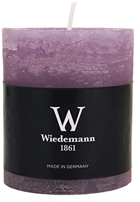 Rustic Stumpenkerze 130 x 68 mm (H x Ø), Farbe Mauve, mit ASF zum Abbrandschutz, durchgefärbte Stumpenkerzen in rustikaler Optik, geeignet für Deko, Party, Event, Hochzeit, Adventskranzkerzen