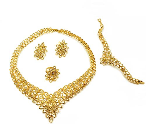 chaber Exquisite Dubai Schmucksets Goldfarbe Halskette Ohrringe Indien Nigeria Afrikanische Große Accessoires Geschenke Für Frauen Set
