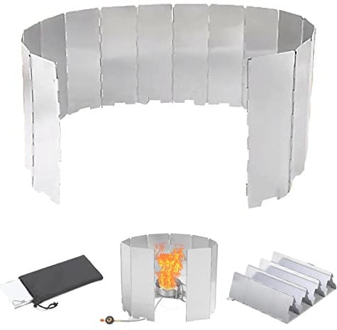 Gloryit 16 Stück Windschutz Gaskocher Faltbar Aluminium Windschutz Windschutzscheibe Campingkocher Windschutz Kocher Ultraleicht für Outdoor Öfen Campingkochern Mit Aufbewahrungstasche