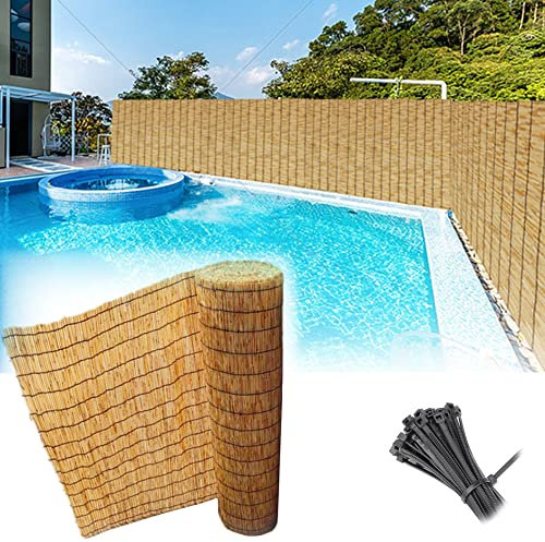 Bambou pour Cloture,Brise Vue Jardin,Canisse en Roseau Naturel,Roseau Brise-Vent Jardin Terrasse Natte de Roseau,Pare Exterieur Balcon Cloture (Color : Natural, Size : H150xL600cm/5.0x19.7ft)