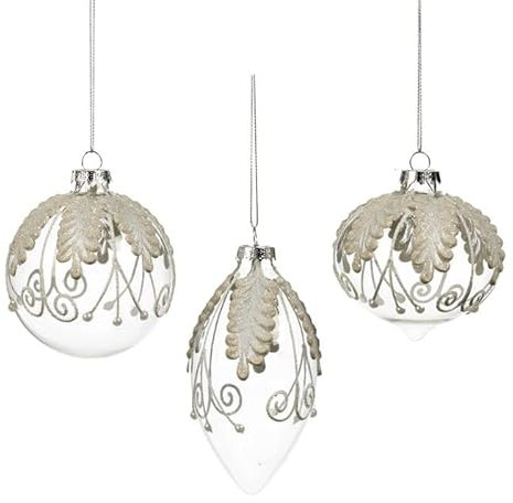 Goodwill Christbaumkugel Glas Transparent-Braun-Weiß 8 cm Vorteilangebot Ass Pro 3 Stück