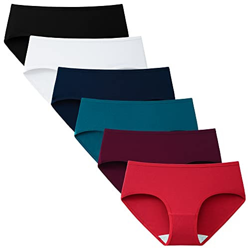 INNERSY Mutande Donna Cotone Elasticizzato Slip Vita Media Intimo di Base Culotte Pacco da 6 (M, Classico Multicolore)