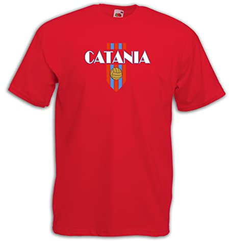 Settantallora - T-Shirt Maglietta Rosso Maglia per i Veri Tifosi del Catania - Grafica da Supporter con Scudo e Colori della Città Taglia L