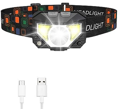 Victoper Head Torch Rechargeable, Running LED Head Torch 2500L 8 Modes Headlamps with 60°Adjustable IPX4 Waterproof Head Light for Running Camping Fishing Cycling Kids Adult