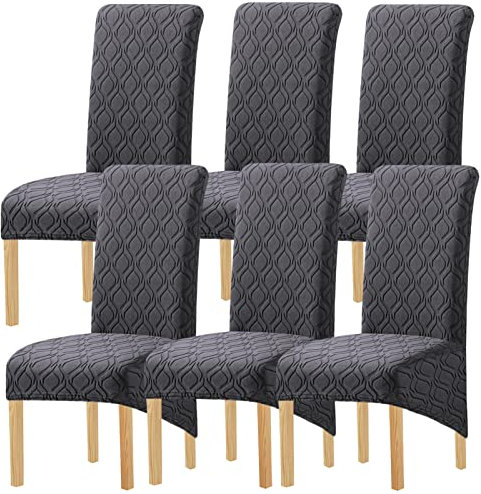 GYHH XL Größe Stuhlhussen Mit Hoher Rückenlehne Elastizität Spandex Stoff Stuhlhusse Sitzbezug Große Dicke Stuhlhussen Für Zuhause Esszimmer Küche Bankett (Dark Grey,6er Pack)