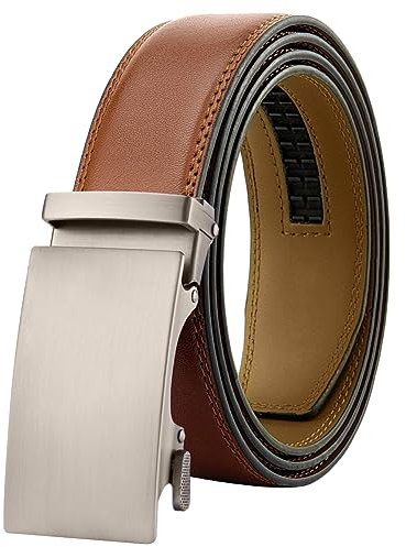 Chaberlu Gürtel Herren,Ledergürtel Ratsche Automatikschließe Business Anzug Gürtel Verstellbarer Leder Gurtgürtel für Jeans, Breit 35mm, Größe Angepasst
