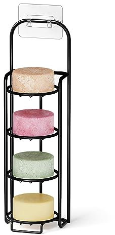 SpaceAid 4 Tier Shampoo Bar Holder for Shower, Self Draining Soap Bar Holders Caddy for Bathroom Wall and Kitchen Sink, Shampoo Bar Dish Rack, Stainless Steel Bar Soap Holder (Black)