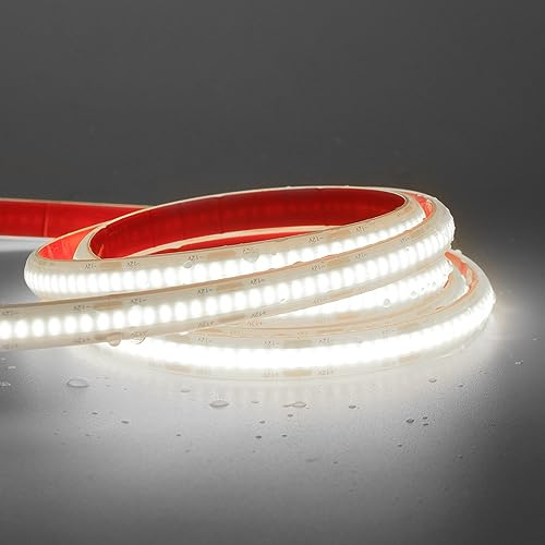 Wisada 0.5m COB LED Streifen, 12V Außenbereich Wasserdichte IP68 LED Lichtband, 320LEDs/m Superhell Flexibler Kaltweiß COB LED Band, rot/weiss 2-adrig LED Lichterketten für Aquarium, Schwimmbad