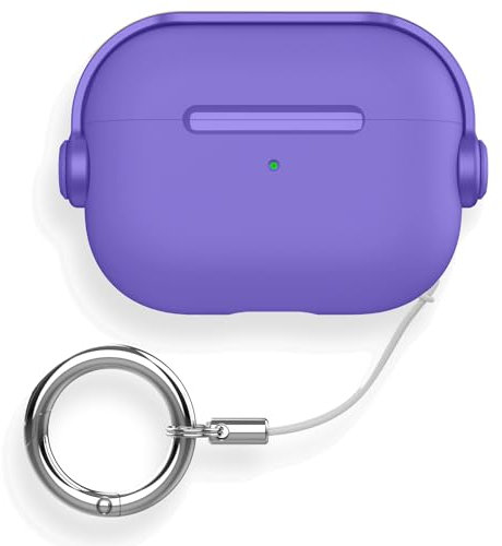 Teyomi Funda de TPU para AirPods Pro de 2ª generación, funda protectora para Apple Airpods Pro 2 con mosquetón, funda para Airpods Pro 2 con cerradura [diseño de auriculares musicales] (morado