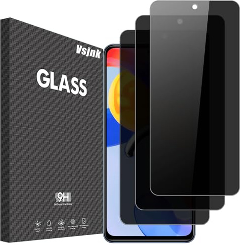 Vsjnk Privacidad Protector de Pantalla Compatible Con Xiaomi Redmi Note 11 Pro/Note 11 Pro+/Note 11 Pro Plus Screen Protector,3 Piezas Cristal Templado 9H Dureza Fácil de Limpiar Sin Burbujas