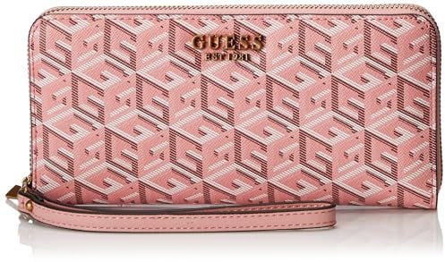 GUESS Laurel Portefeuille zippé pour Femme Grand Tour avec dragonne, Pochette, Logo Rose Abricot, Taille Unique