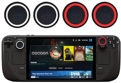 GIOPUEY Joystick Thumb Stick Grips Cap Compatible con Steam Deck OLED, 4 Pack Silicone Thumb Grip Caps Joystick Caps Protective Case Funda Protectora, Soft Anti-Slip - Black/Red+Black/White