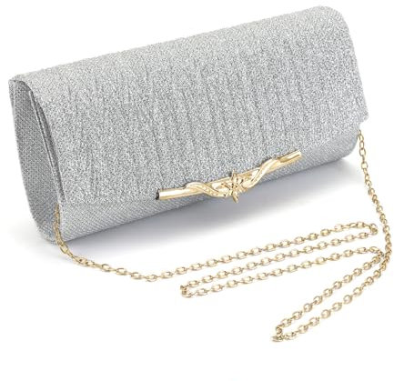 TOFBS Clutch Damen Abendtasche Klein Elegant Handtasche Glitzer Hochzeit Braut Clutches Kleine Tasche Gold Kette Abend Party Handtaschen