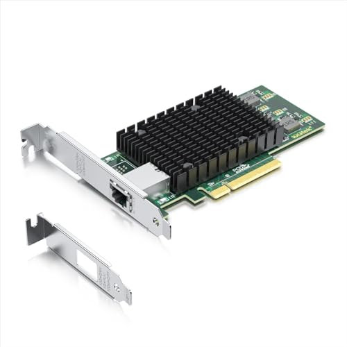 10Gtek pour Intel X550-T1 10GbE PCI-E NIC Carte Réseau, Single Copper RJ45 Port with X550-AT2 Controller, 10Gbit PCI Express x4 LAN Adapter, Support Windows Server/Linux/ESX