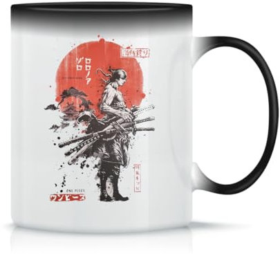Roronoa Zoro Taza de Té y Café de Cerámica Clásica Blanca Negra y Rosa Mágica 330ml