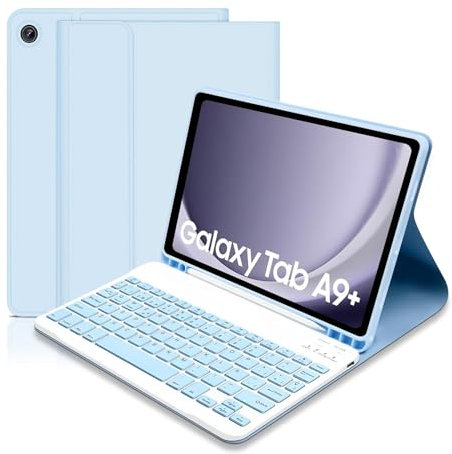COEZFE Funda Teclado para Samsung Galaxy Tab A9+ 11 Pulgadas,Español Ñ Teclado Magnético para Samsung Galaxy Tab A9 Plus, Funda Protectora para (SM-X210/X216/X218), Azul