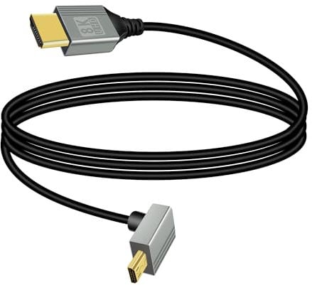RIIEYOCA Câble UHD 8K HDMI mâle vers Micro HDMI mâle 48Gbps haute vitesse 2.1 supportant 8k@60Hz, 1080p, ARC, 3D, pour DVR, HDTV (Angle vers le haut, 1m)