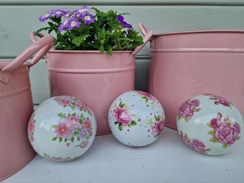 Arinosa Dekokugel Porzellan Rosen Blumen Rosa 3er Set Ø8cm