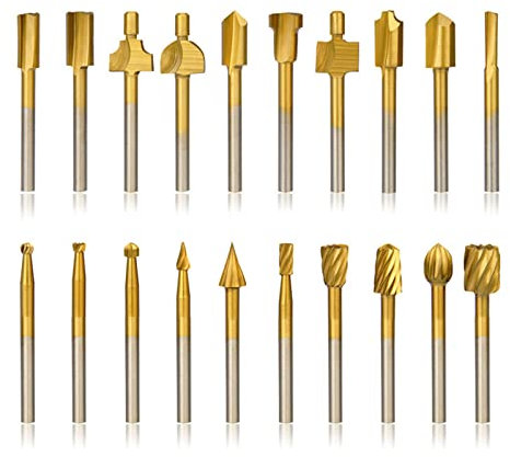 20-teiliges HSS Fräser Gravierbits Und Fräser Bit Set Mit 1/8 Zoll (3 Mm) Schaft Für Elektrodrehwerkzeuge Zubehör Fräser Bit Set Fräser Bits 1/4 Schaft 1/8 Schaft