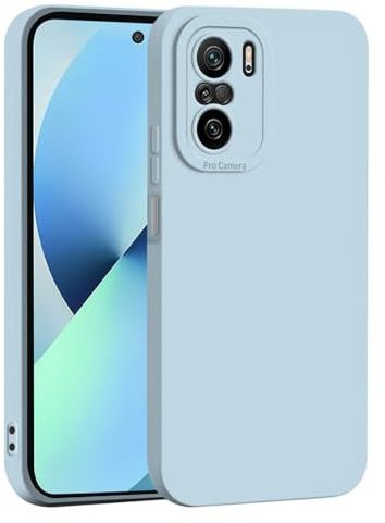 SEAHAI Case for Xiaomi Poco F3/Xiaomi Mi 11i 5G, Ultra Thin Premium Soft Silicone Phone Cover with Thickened Camera Protection Design, Shockproof TPU Bumper Fashion Case Cover - Light Blue