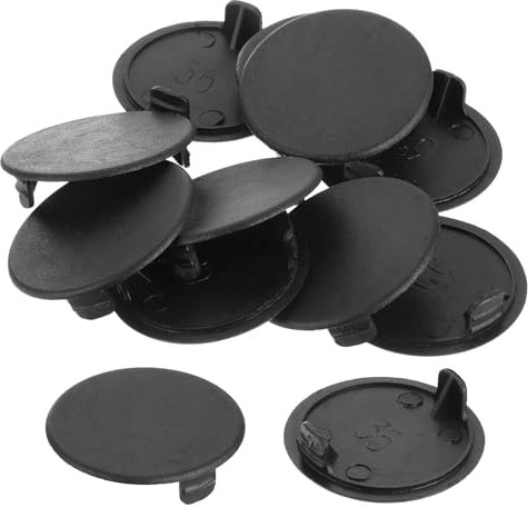 QUARKZMAN 10Pcs Cache-Trous de Charnière, 35mm Diamètre Cache-Trou Dissimulé en Plastique, Capuchons Ronds de Type Affleurant pour Armoire de Meuble, Noir