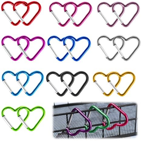 Moschettone a Forma di Cuore,Moschettoni piccoli a forma di cuore,Moschettoni a forma di cuore in alluminio colorati,Adatti per l'arrampicata, l'escursionismo, il campeggio e altre attività all'aperto