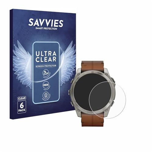 savvies Protector Pantalla para Garmin Fenix 8 AMOLED (51 mm) 6 Unidades - Película Ultra Transparente
