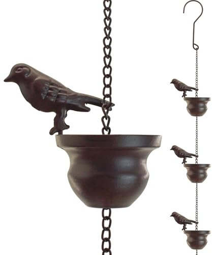 MrMrKura Rain Chains for Gutters Birds Rain Chain Gutter Adapter Rain Chimes for Outside, Metal Rain Catcher Gutter Chain Downspout for Heavy Rain