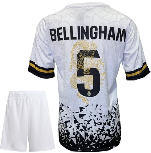 IHIMI JudeB R.Madrid #5 Drago, edizione limitata, per bambini e pantaloncini, maglia sportiva, maglia da calcio, per bambini, con tifosi di calcio corti (4-13 anni), bianco, 140