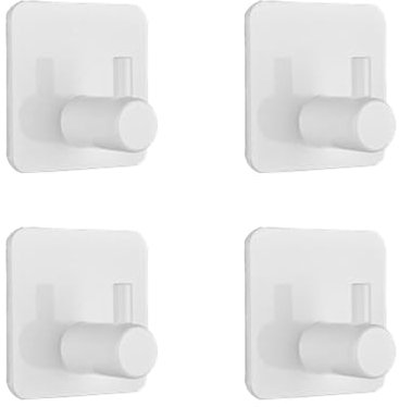 Paquete de 4 ganchos autoadhesivos, ganchos para abrigos, ganchos adhesivos fuertes, para ganchos de puerta, ganchos de baño, ganchos de pared, ganchos de cocina, ganchos de succión (blanco)
