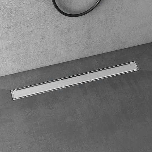 doporro Bodenablauf Komplettset Duschrinne 80cm Edelstahl Dusche Duschablauf mit Gruchstop und Haarsieb befliesbar Duschabfluss Chrom KE110