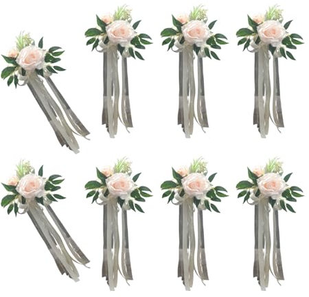 Set mit 6 luxuriösen Kirchenbänken für Bänke, Hochzeitszeremonie, Dekoration, elegante Stuhlrückenverzierung