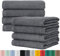 BaSaTex Frottee Handtücher 50x100 im 8er Pack aus 100% Baumwolle - Made in Green Zertifiziert - mit Aufhängeschlaufe - Farbe: Anthrazit