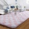 BYBSRLL Schlafzimmer Teppich rosa und Weiß, 150x210cm Waschbare Weich Hochflor Flauschig Kariert Teppich Wohnzimmer Mädchen Jugend Kinderzimmer，rutschfest