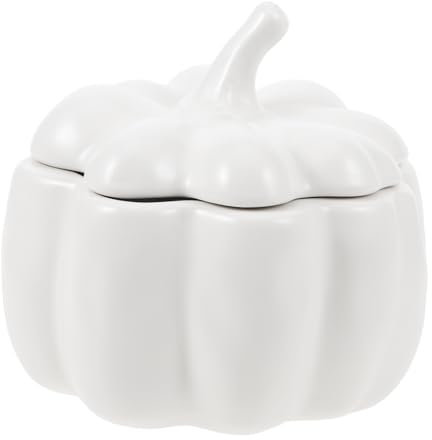 SHOWERORO Tazón cubierto de calabaza bandejas para servir comida contenedor de ensalada tazón de comida recipiente de sopa de calabaza cuenco con forma de calabaza bol cerámica